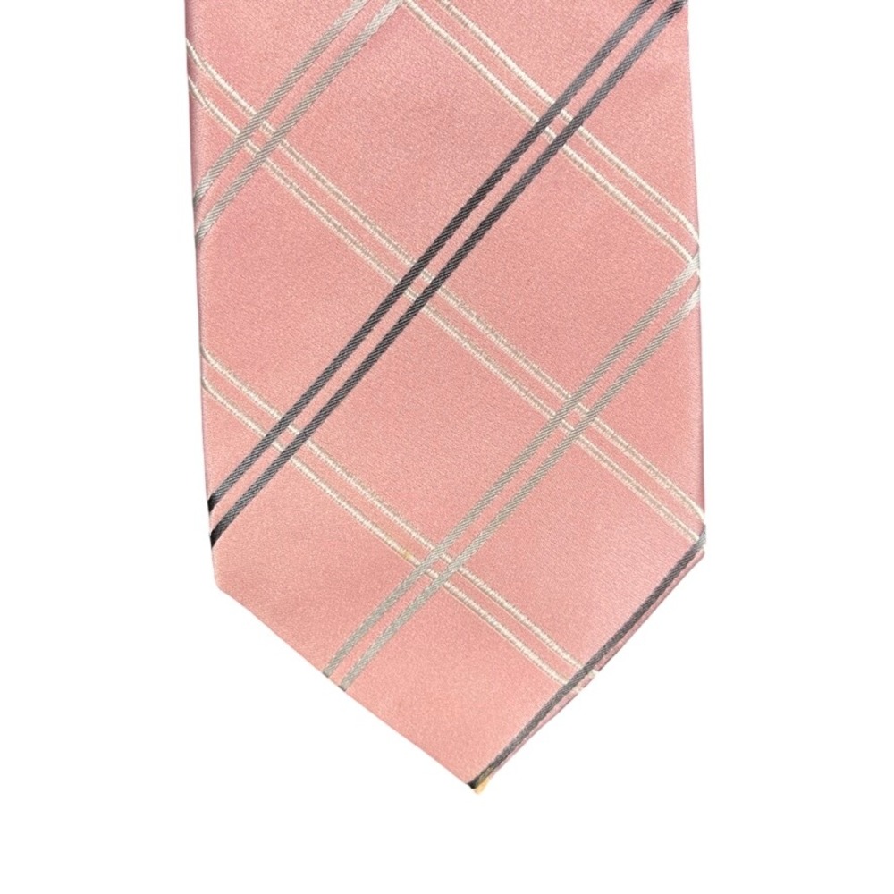Donald J Trump Signature Collection Pink Plaid Silk Necktie Mens Formal Tie